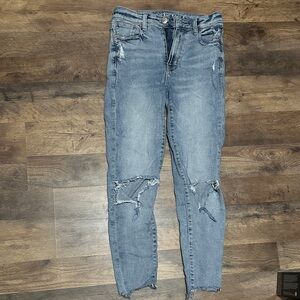 American Eagle Outfitters Light Blue Distressed Skinny Jeans